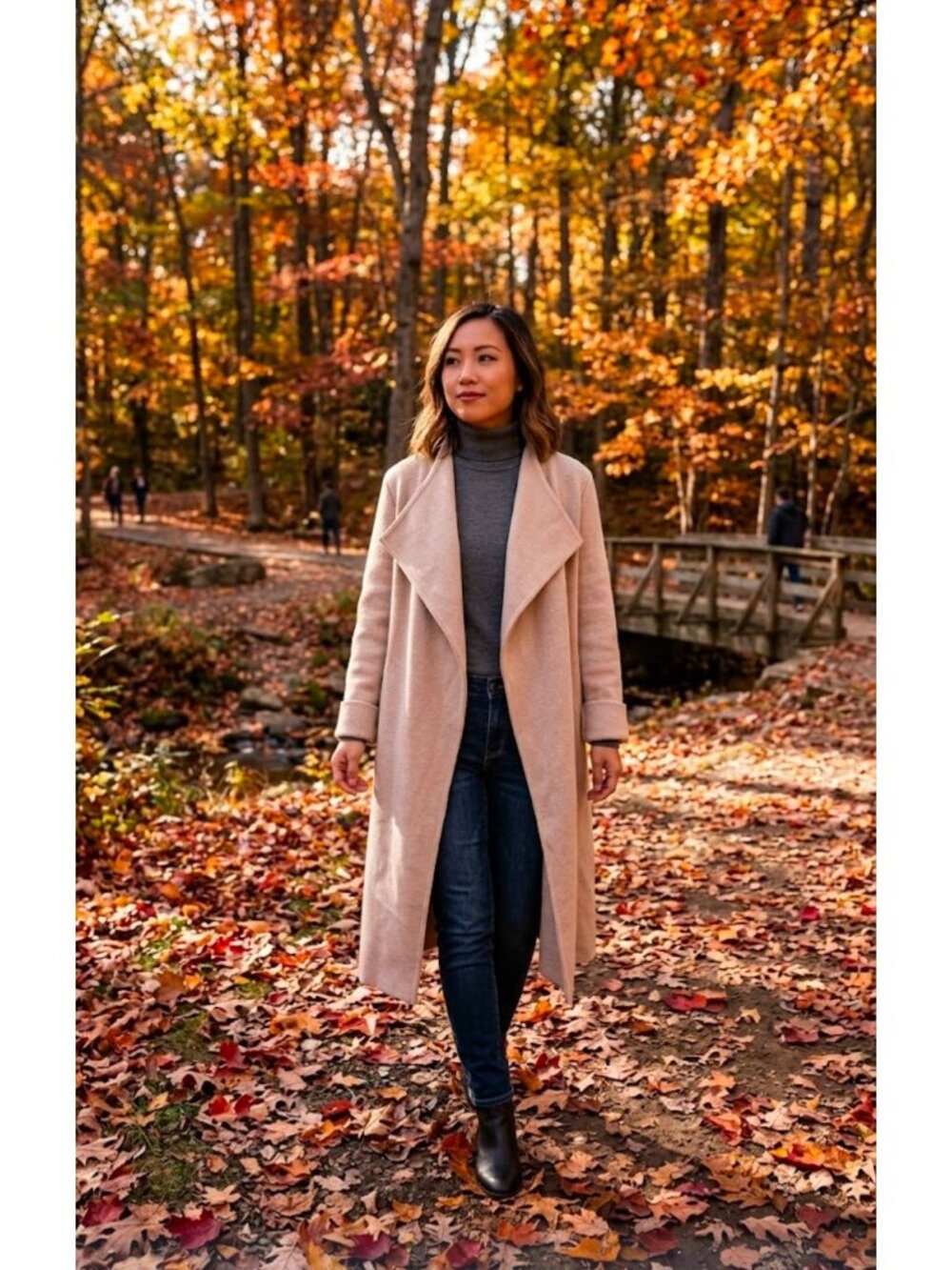 Chicwish Beige Open Front Longline Cardigan Coat XS/S 100% Acrylic